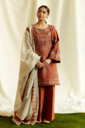 Zara shahjahan 3pc Lawn Unstitched Emb Suit With Daimaond Dupaata